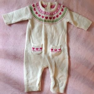 Janie and Jack knit sweater romper, size 0-3m
